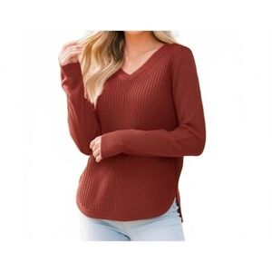 RD Style Terracotta V-Neck Sweater